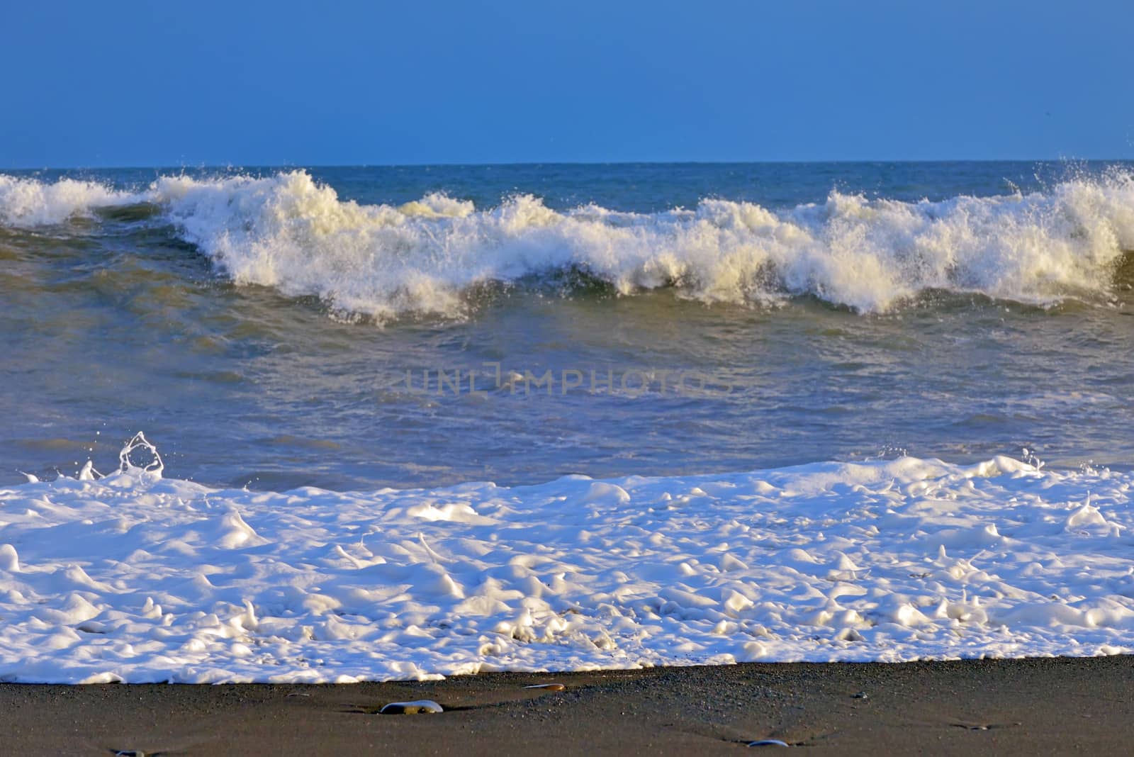  waves on atlantic ocean coast in iceland