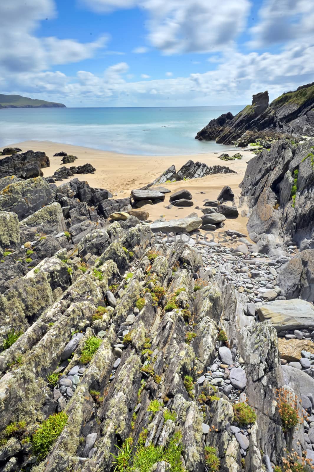 rocky shore of atlantic ocean from ireland.horizon landscape