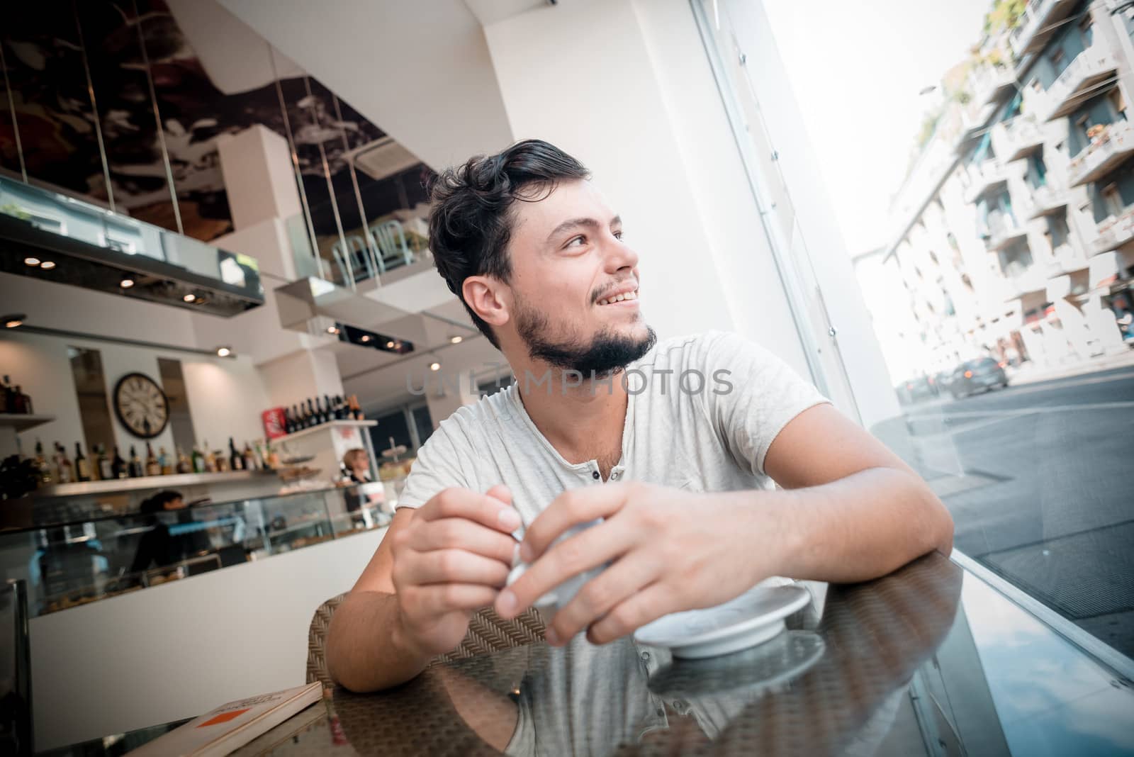 young stylish man in a bar