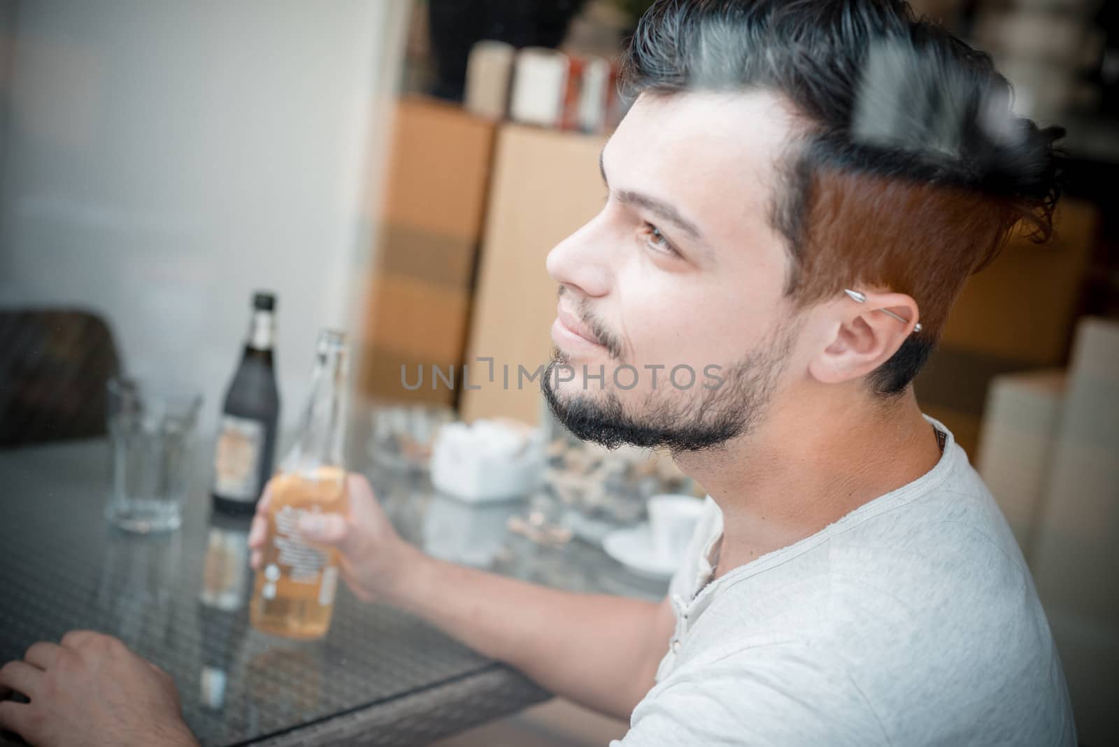 young stylish man in a bar