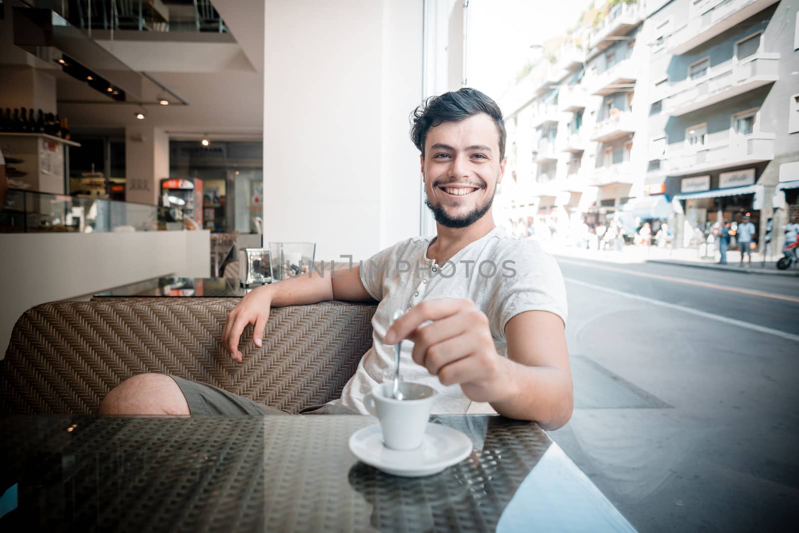 young stylish man in a bar