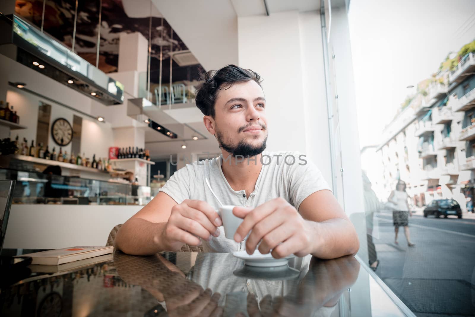young stylish man in a bar