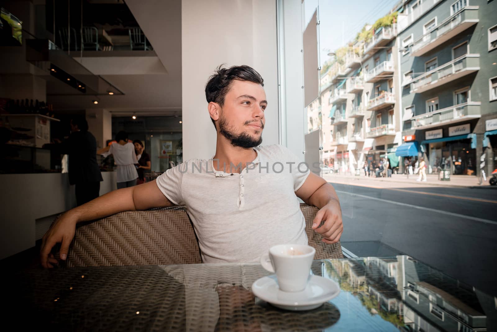 young stylish man in a bar