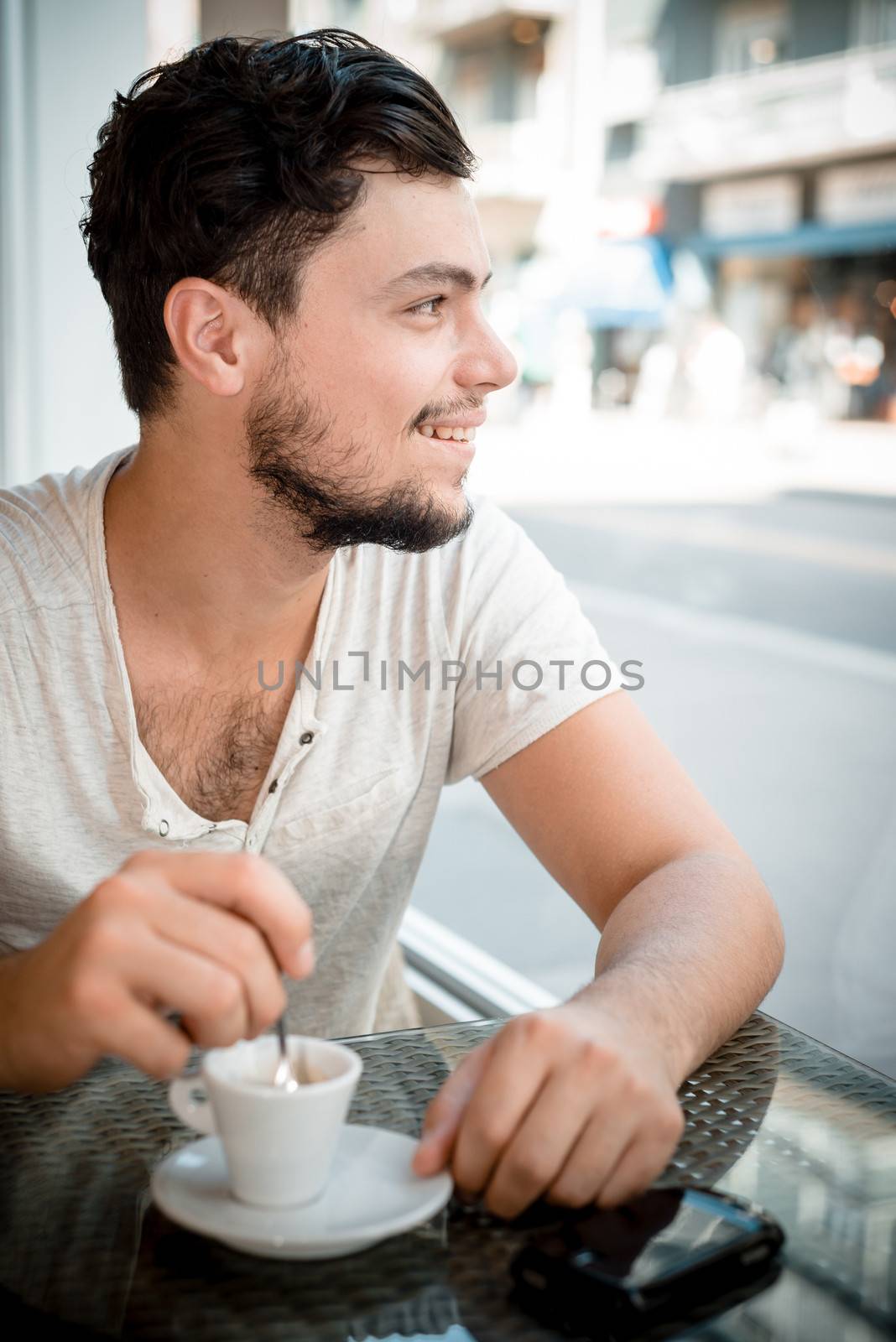 young stylish man in a bar