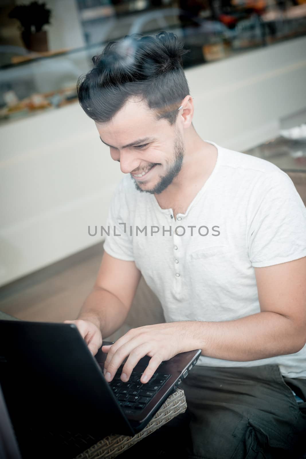 young stylish man in a bar