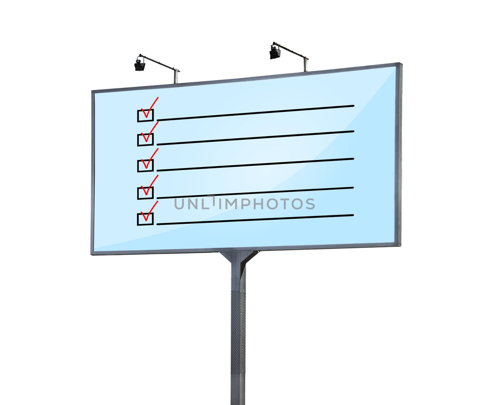 checklist on billboard on white background