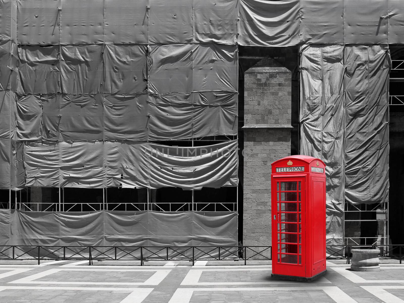 Red telephone booth canvas background by anterovium