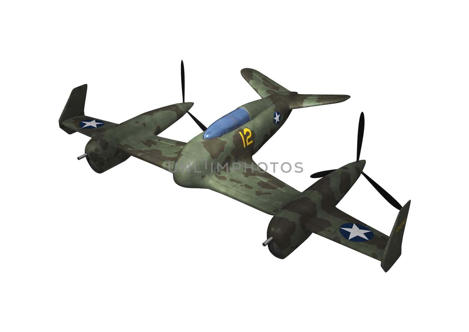 3D digital render of a plane isolated on white background