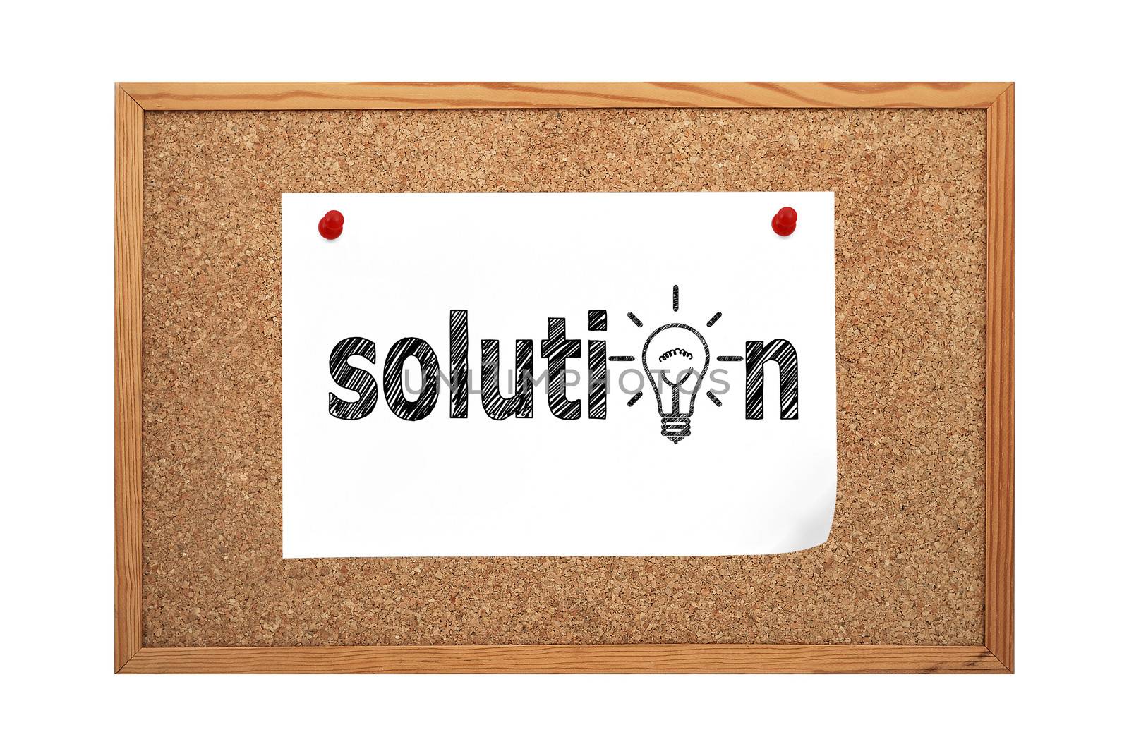 paper with solution cliping to corkboard