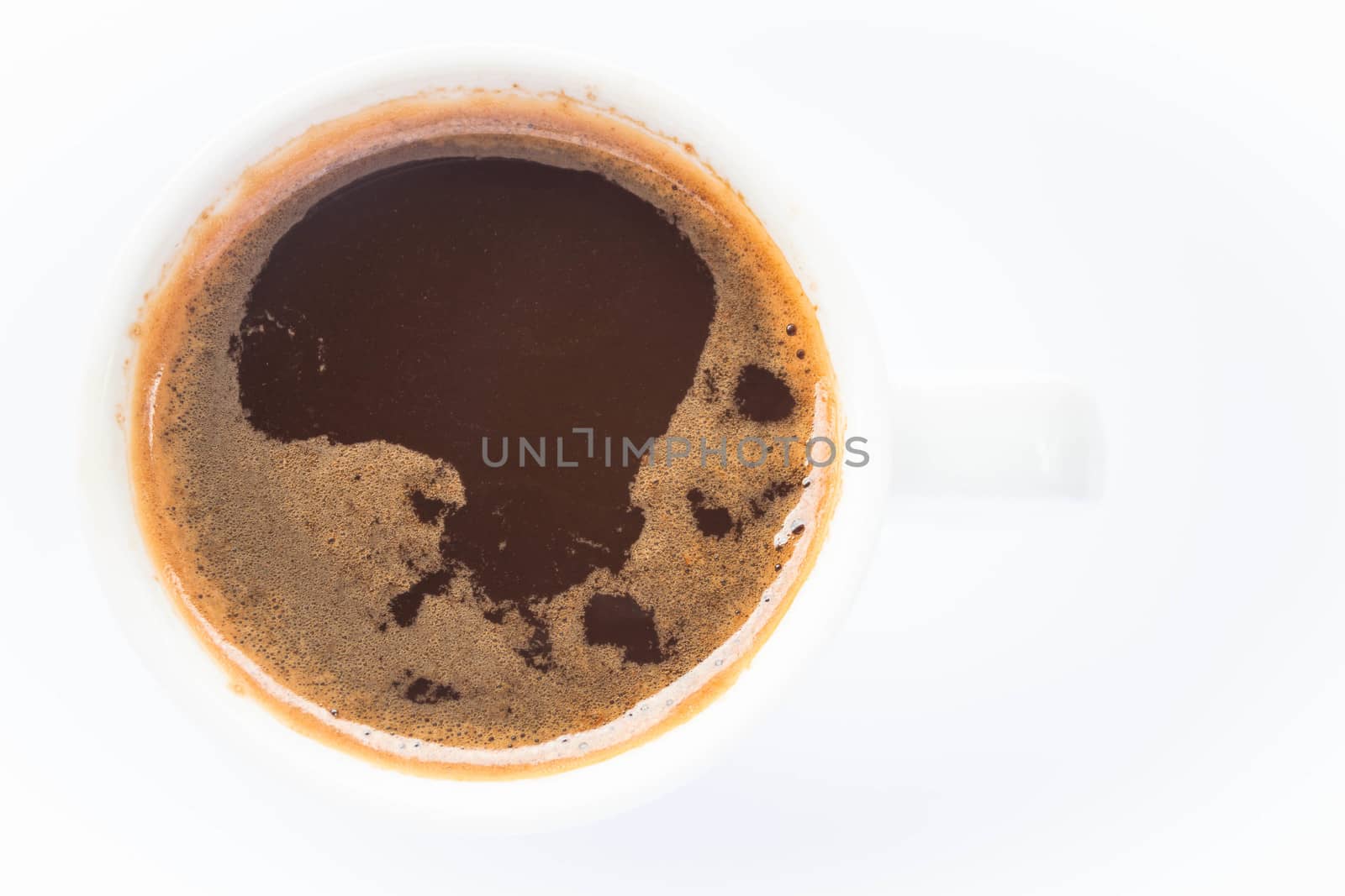 White cup of espresso isolated on white background