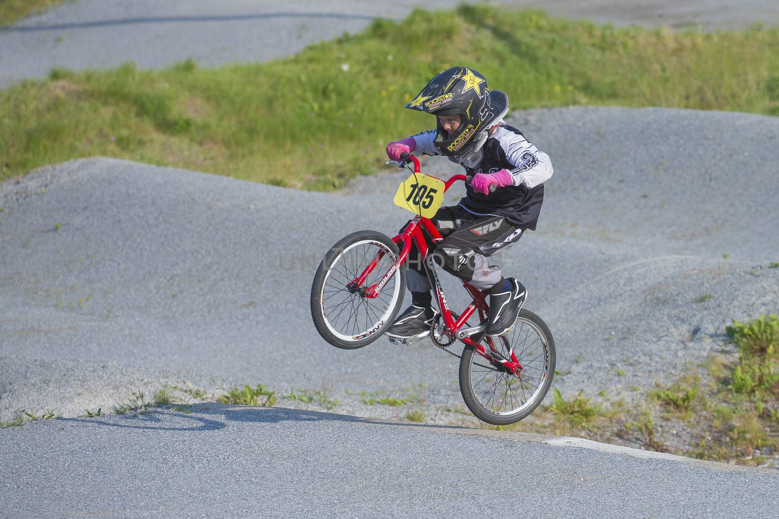 My grandson is an active BMX cyclist, the pictures are shot in Aremark Municipality, Norway where the Bmx track is.