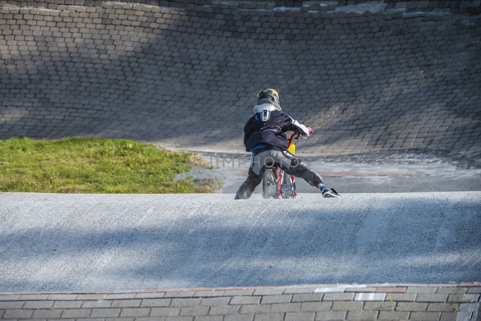 My grandson is an active BMX cyclist, pedal clip slipped in a high jump and he landed with testicles on the bicycle frame. The pictures are shot in Aremark Municipality, Norway where the Bmx track is.