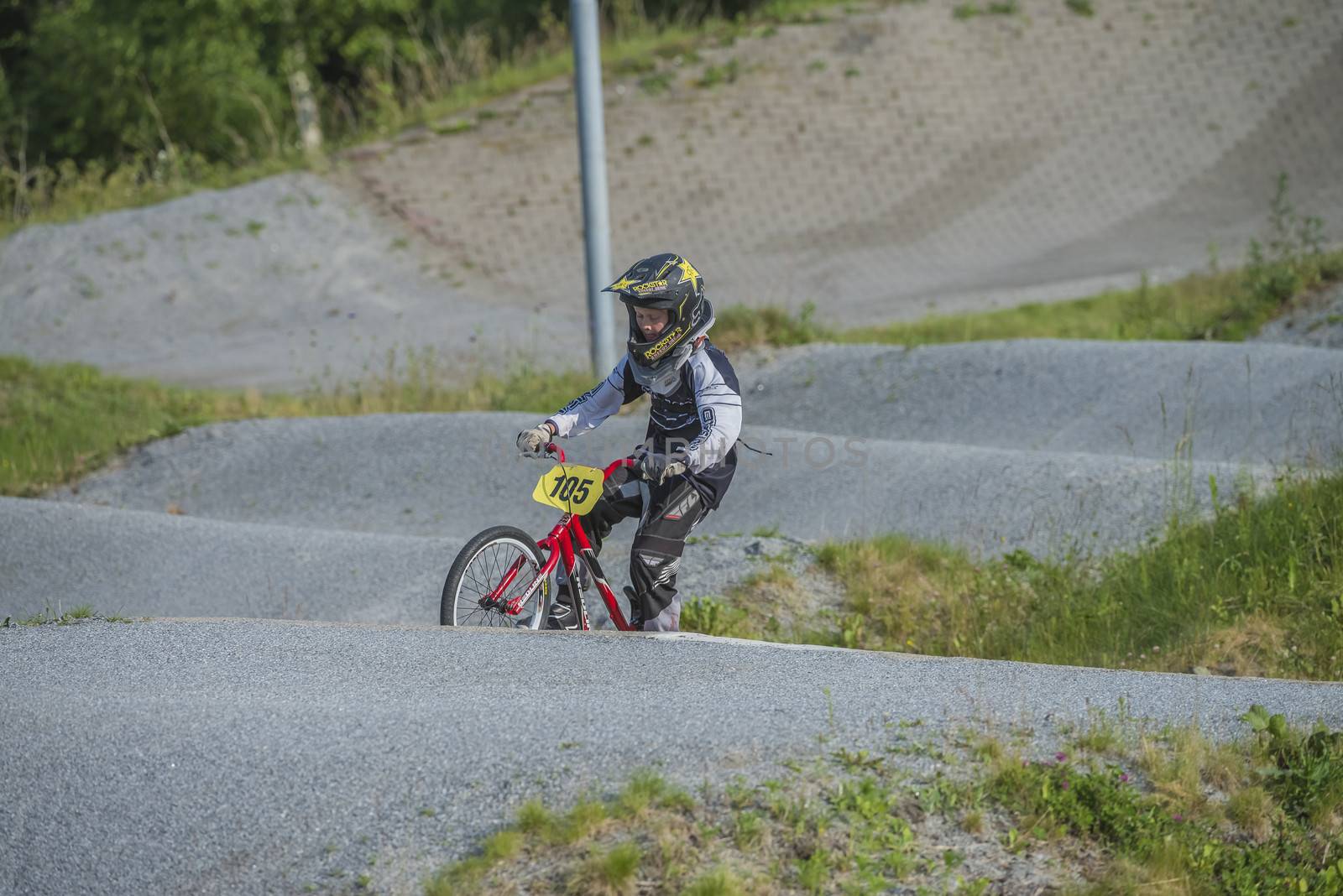 My grandson is an active BMX cyclist, the pictures are shot in Aremark Municipality, Norway where the Bmx track is.