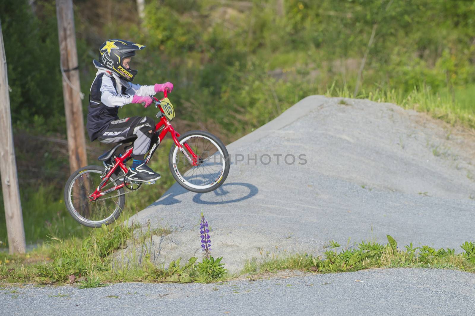 My grandson is an active BMX cyclist, the pictures are shot in Aremark Municipality, Norway where the Bmx track is.