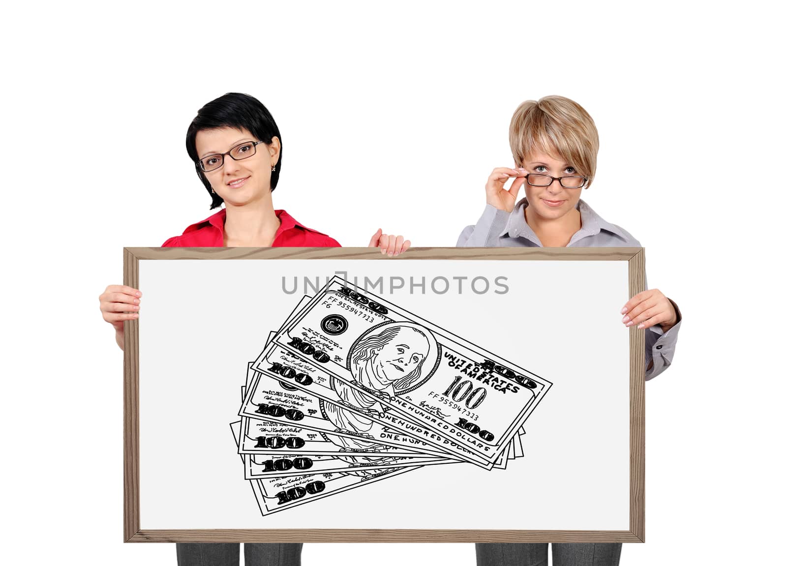 two woman holding blackboard by vetkit