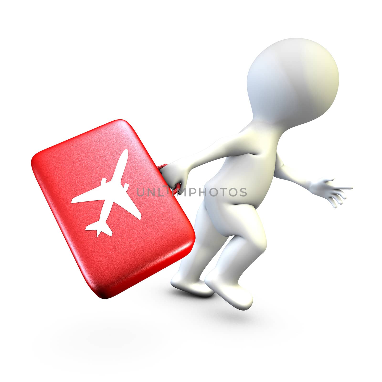 Concept showing the action of a person late who tries to catch his plane at time