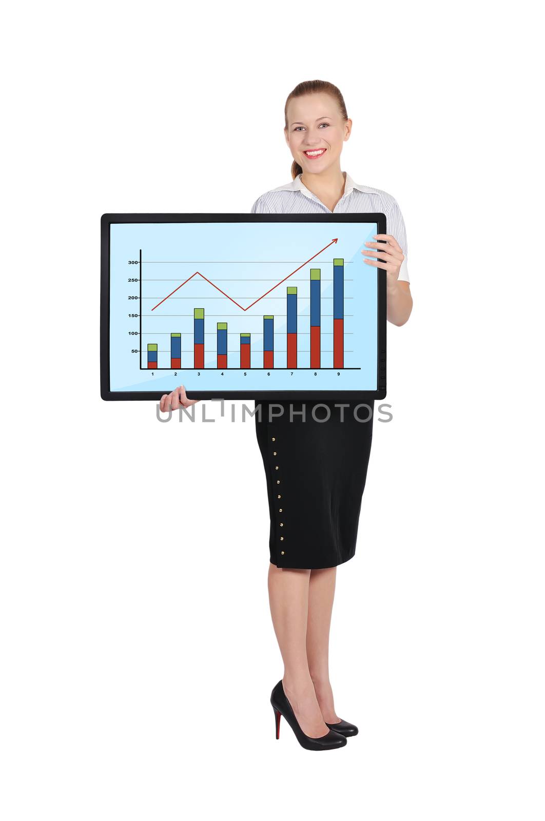 woman holding plasma with chart
