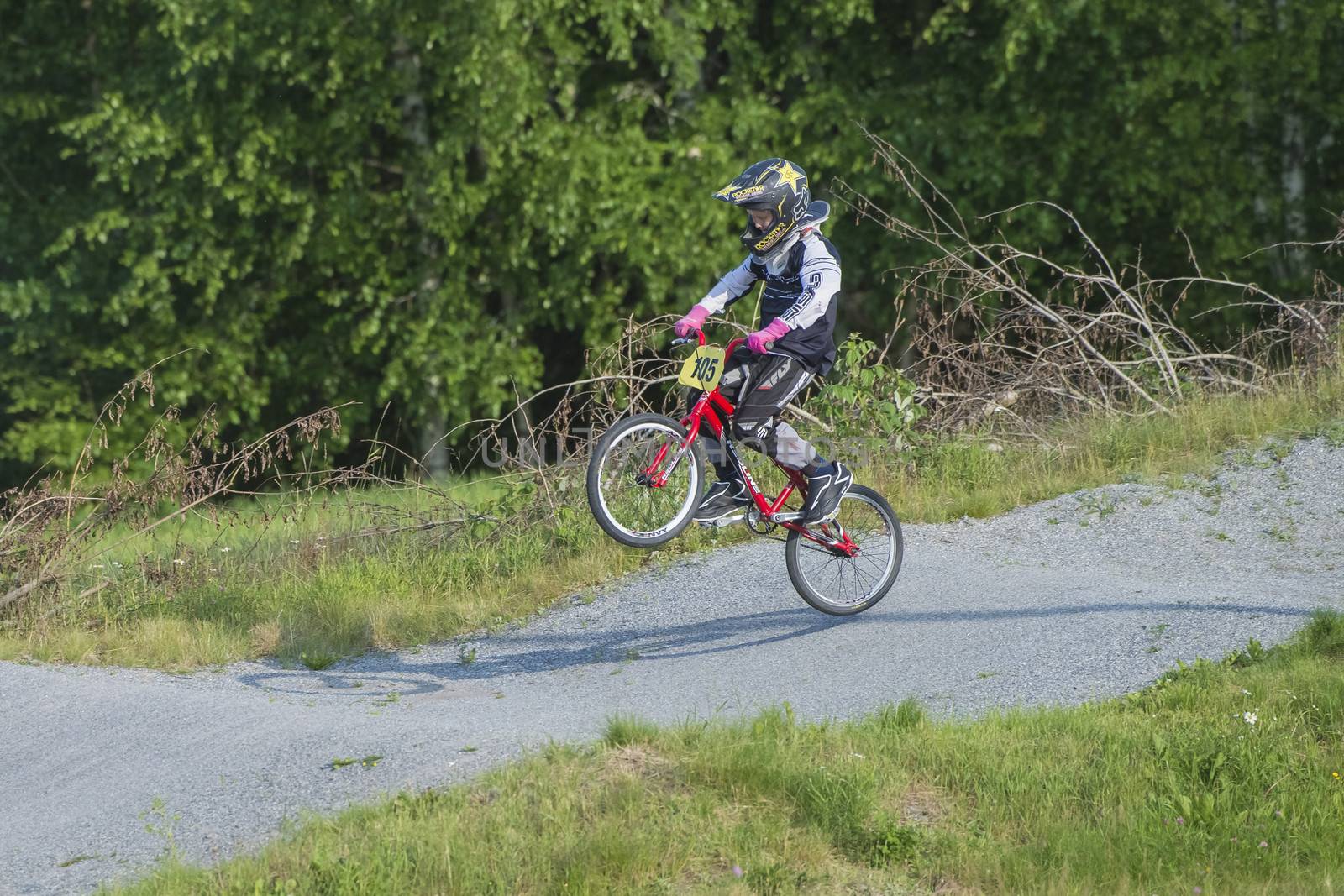 My grandson is an active BMX cyclist, the pictures are shot in Aremark Municipality, Norway where the Bmx track is.