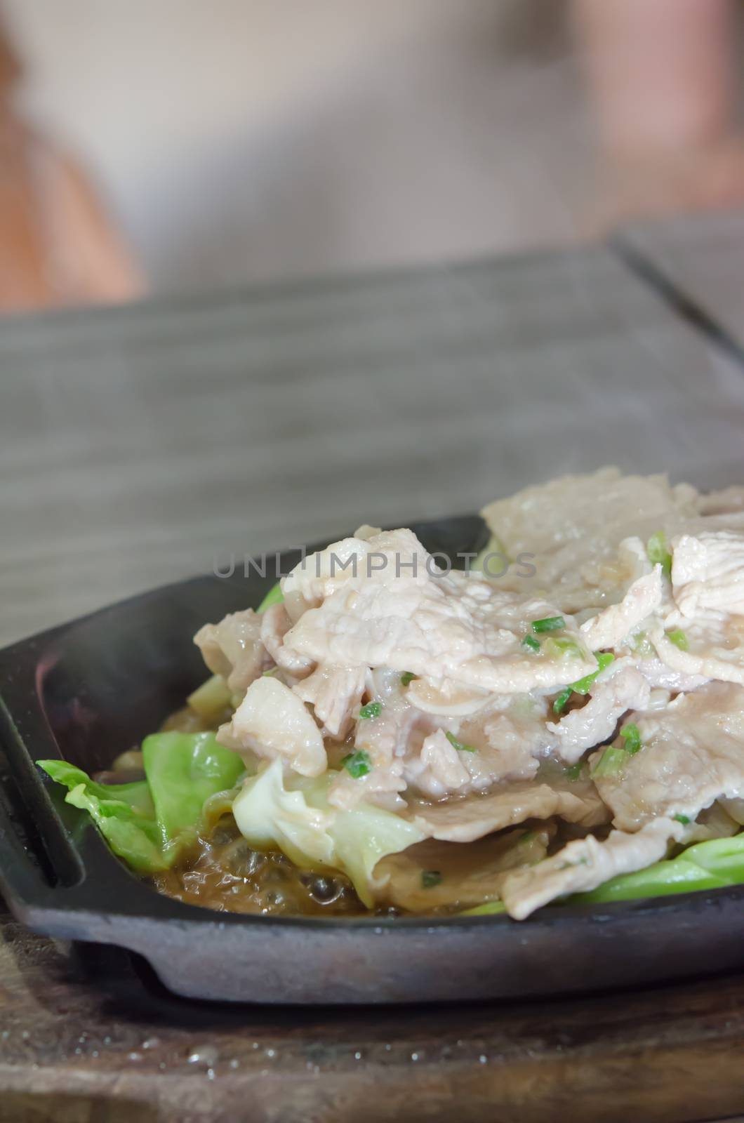 pork  fried with oyster sauce  and  cabbage 