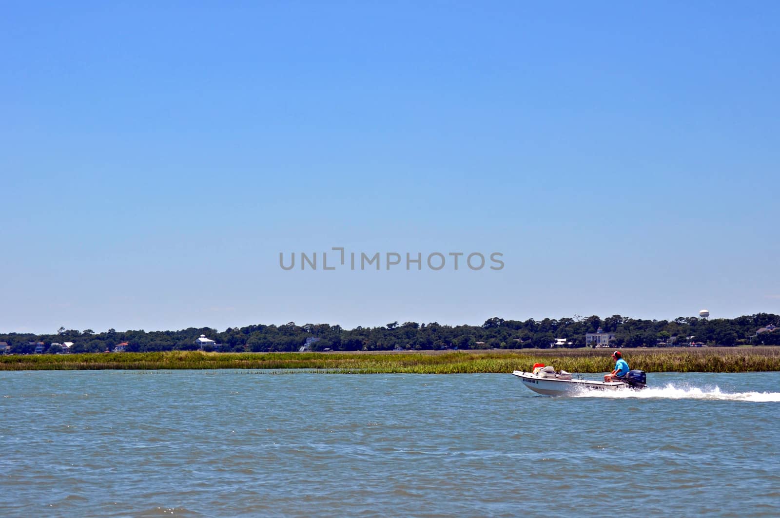 Boating across the water