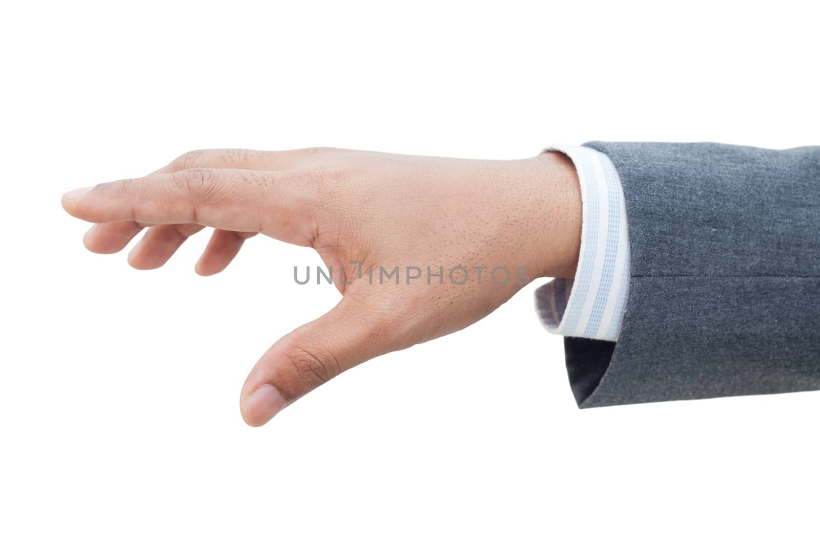 Male hand isolated on white