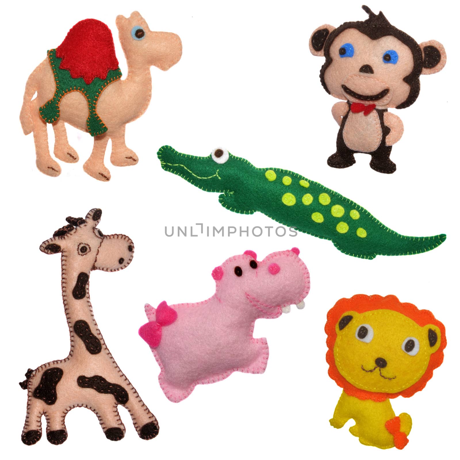 6 Felt toys safari animals