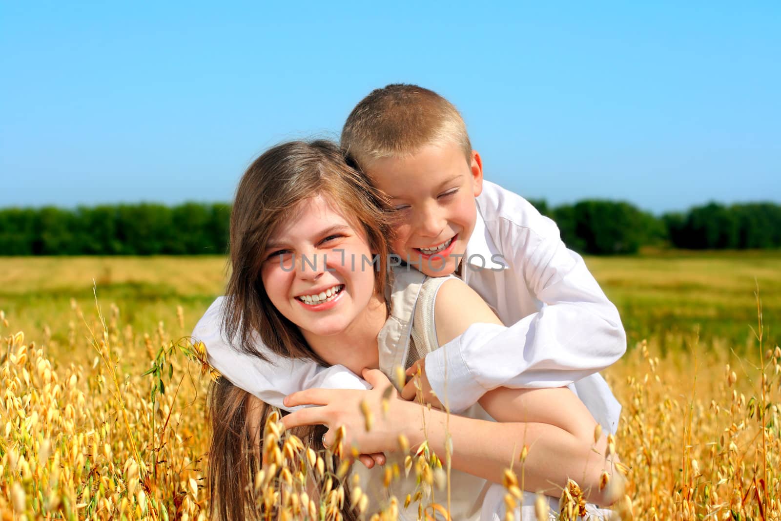 brother and sister in the wheat field