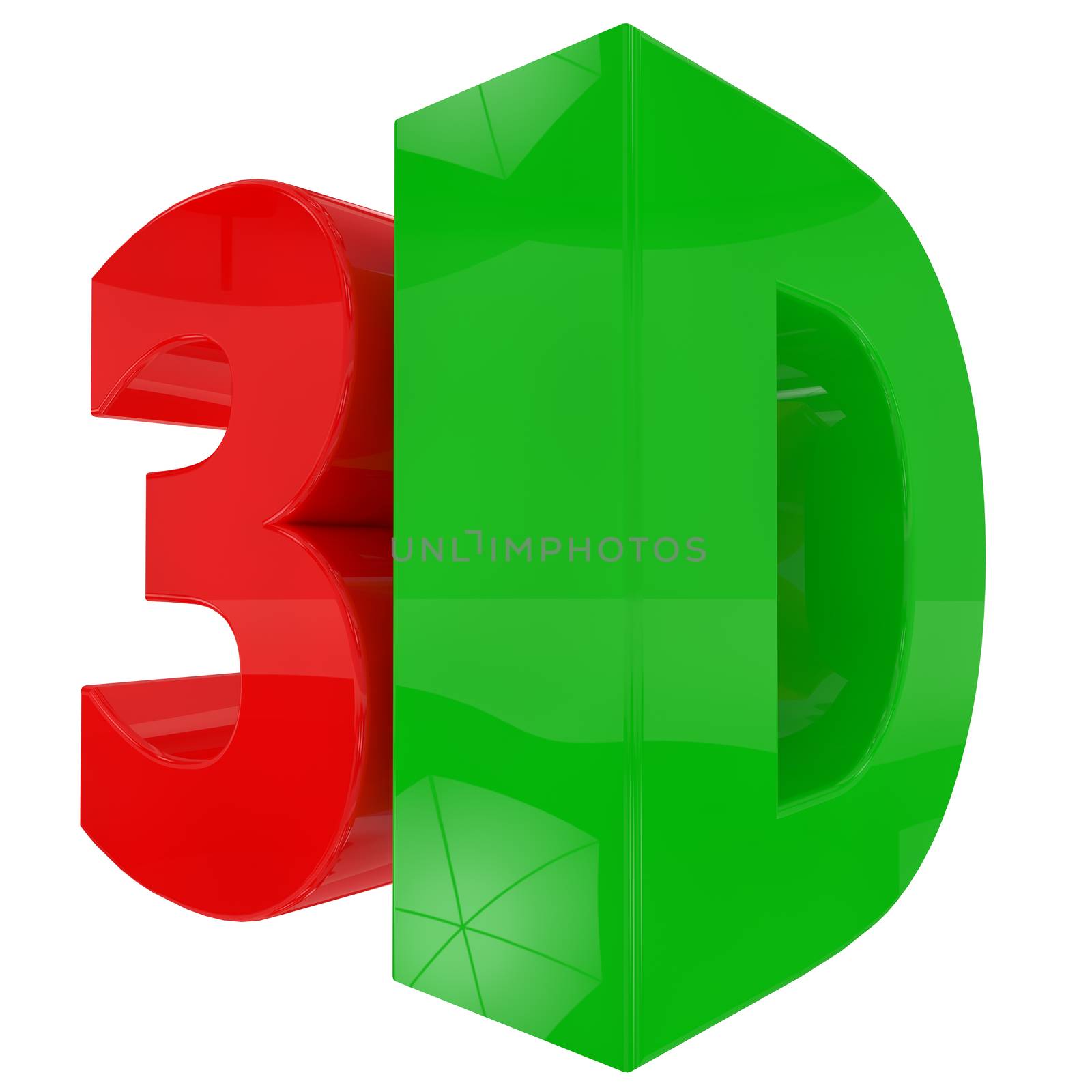 3d text logo in red and green isolated on white with clipping path