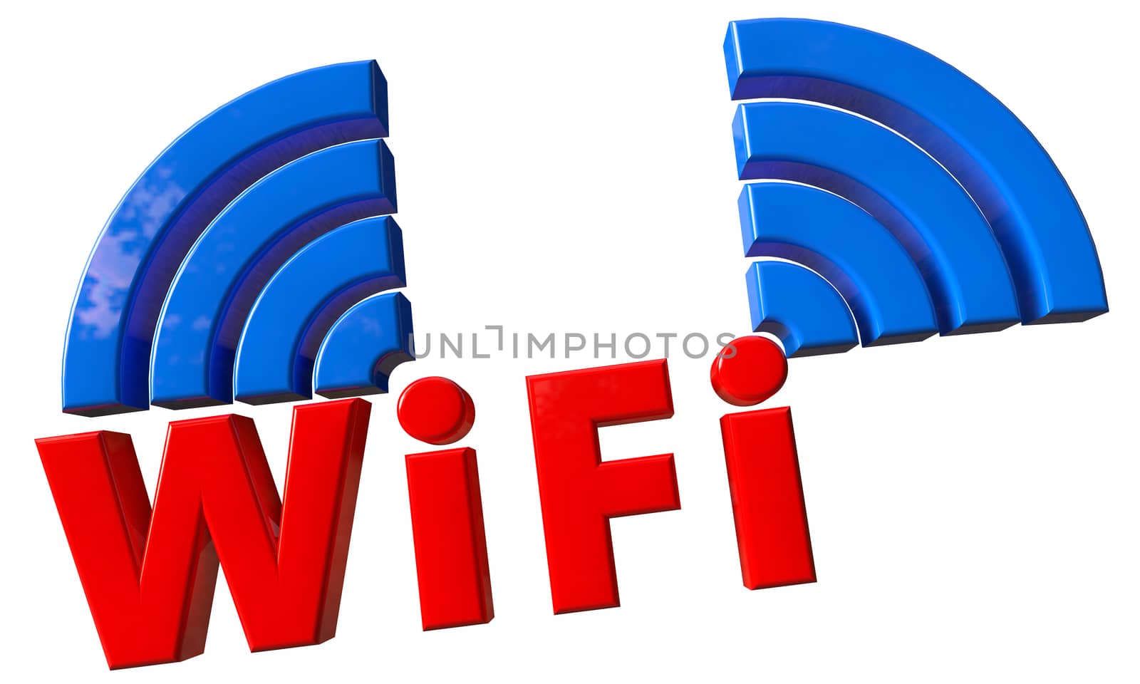 text with 3d wifi signal and clipping path