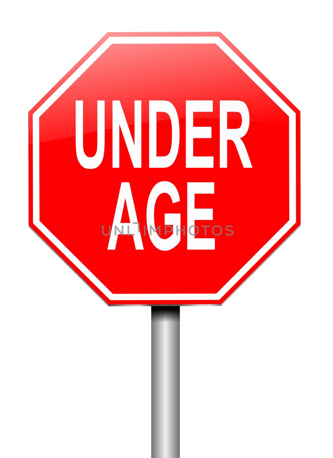 Illustration depicting a sign with an under age concept.