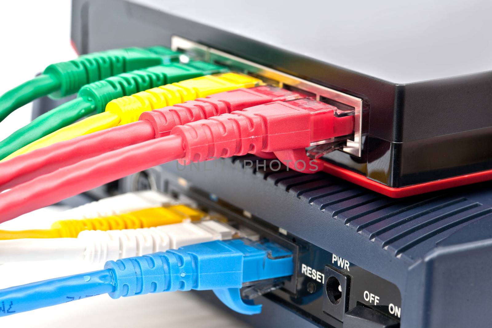 Ethernet switch isolated and router connect Lan colorful