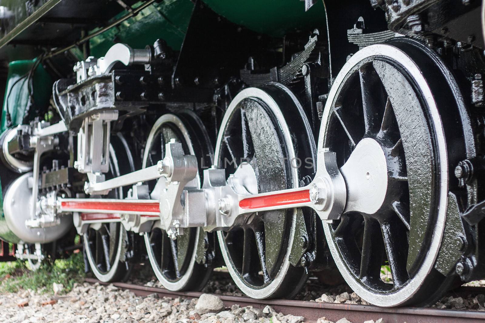 Detail of the wheels on a steam train by myrainjom01