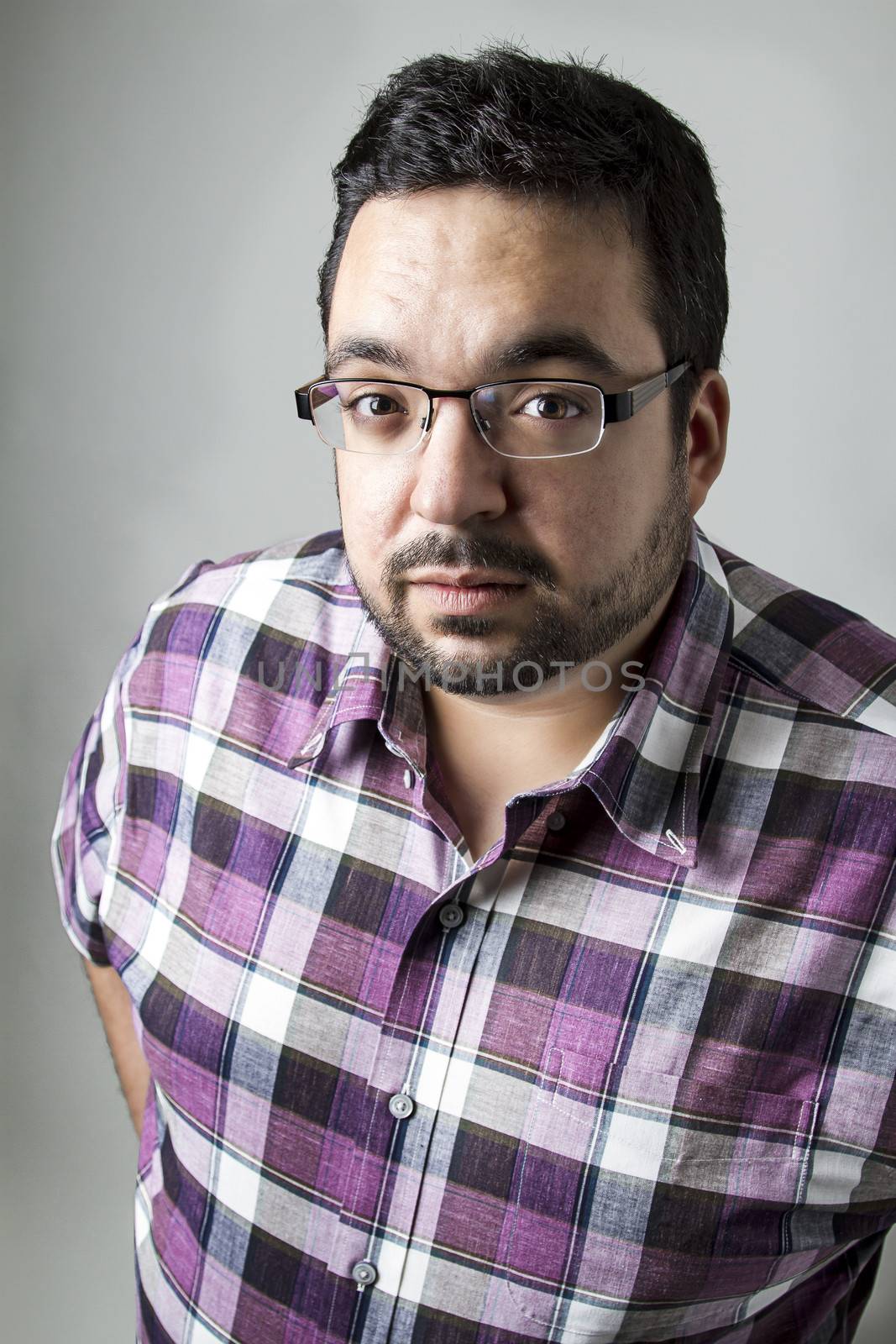 Close up portrait of an overweight man