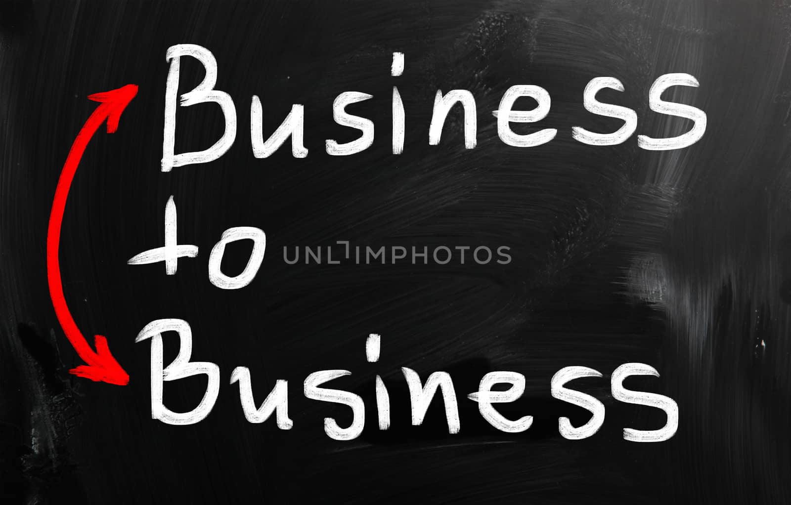 Business ideas handwritten with white chalk on a blackboard.