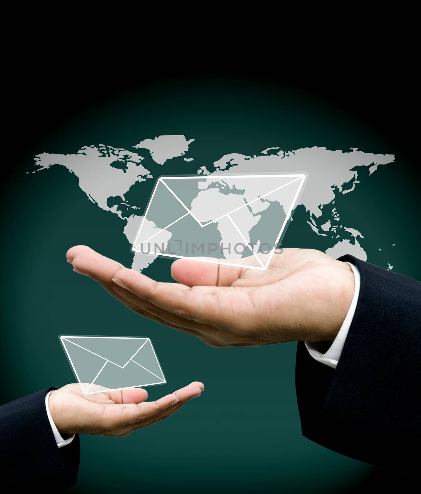 Contact us concept, Businessman got email on his hand by pixbox77