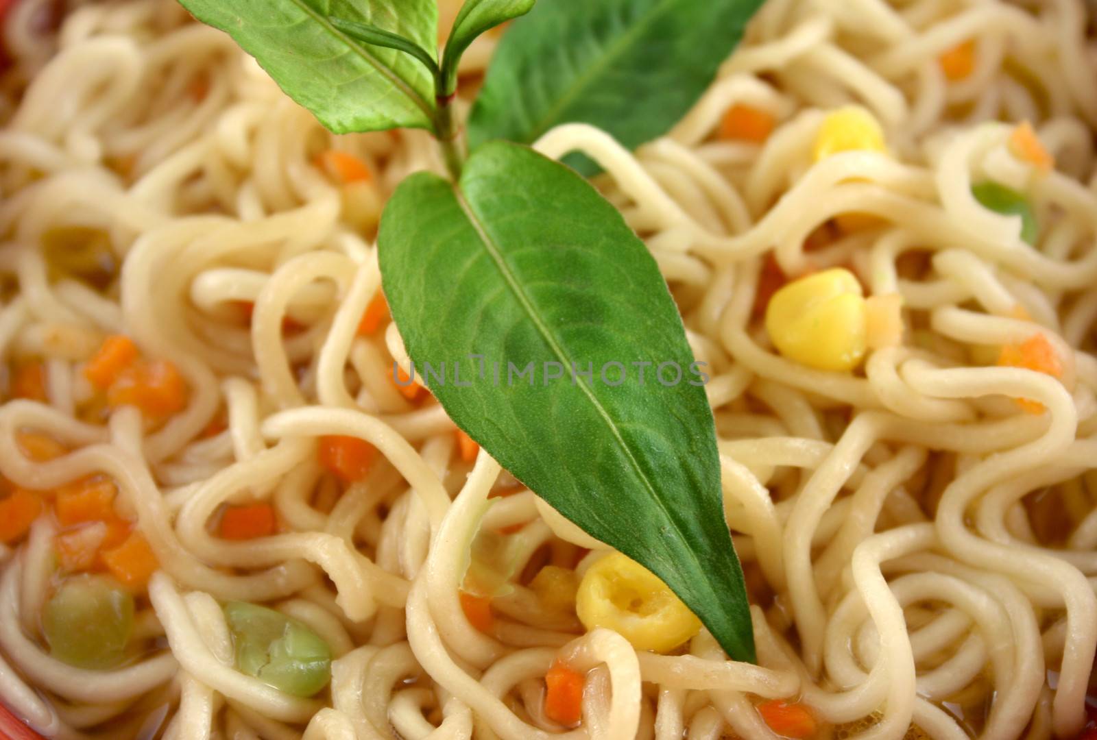 Singapore noodle soup with Vietnamese mint.