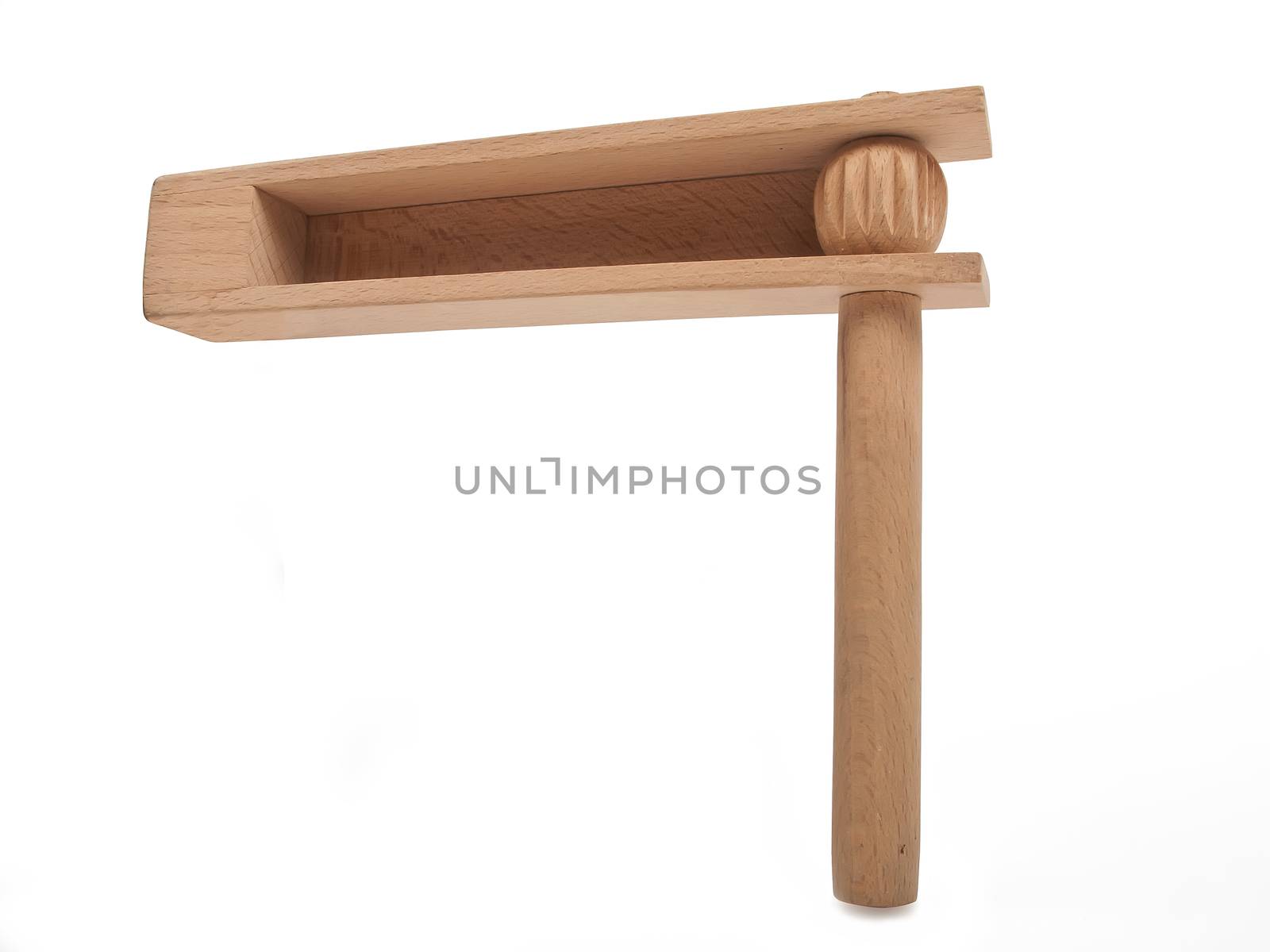 wooden rattle isolated on white background