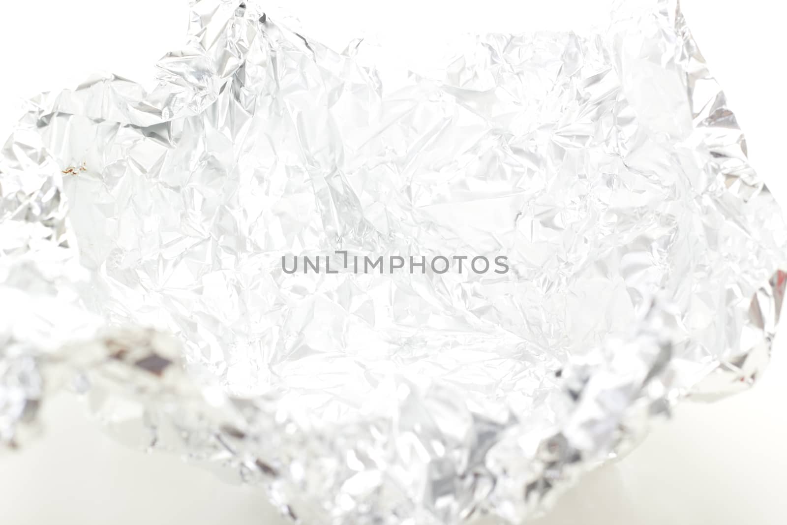 Close-up of thin crinkled aluminum foil