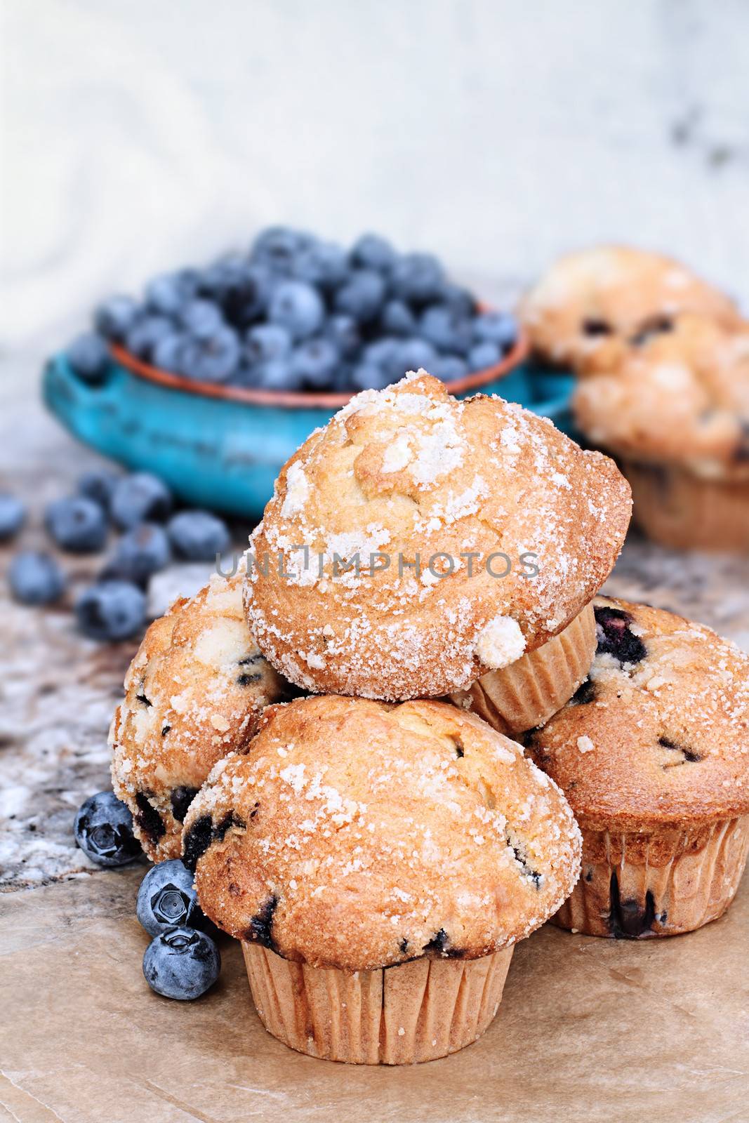 Blueberry Muffins and Fresh Berries by StephanieFrey