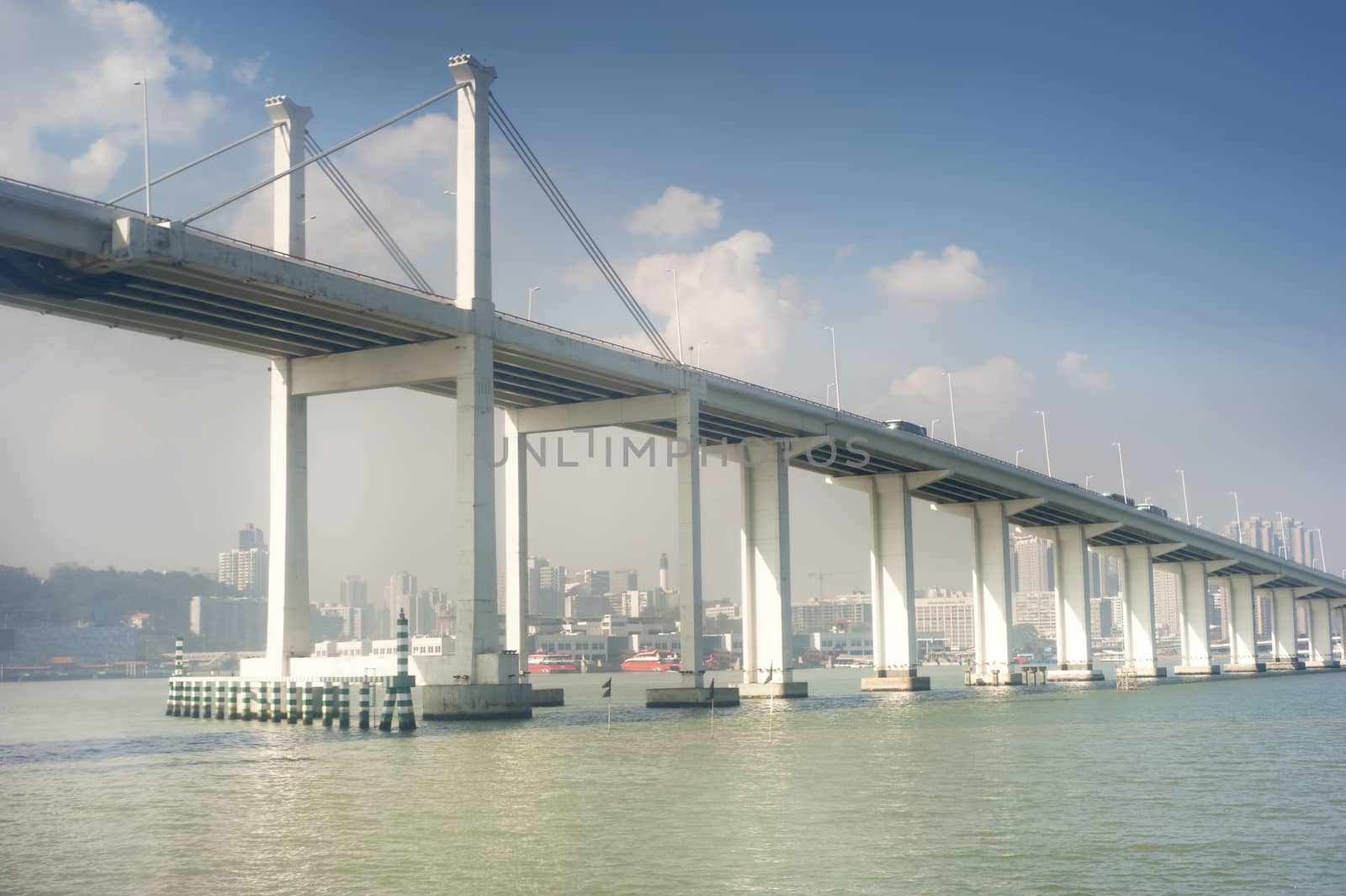 Sai Van bridge in Macau. This is the world's largest double concrete bridge span