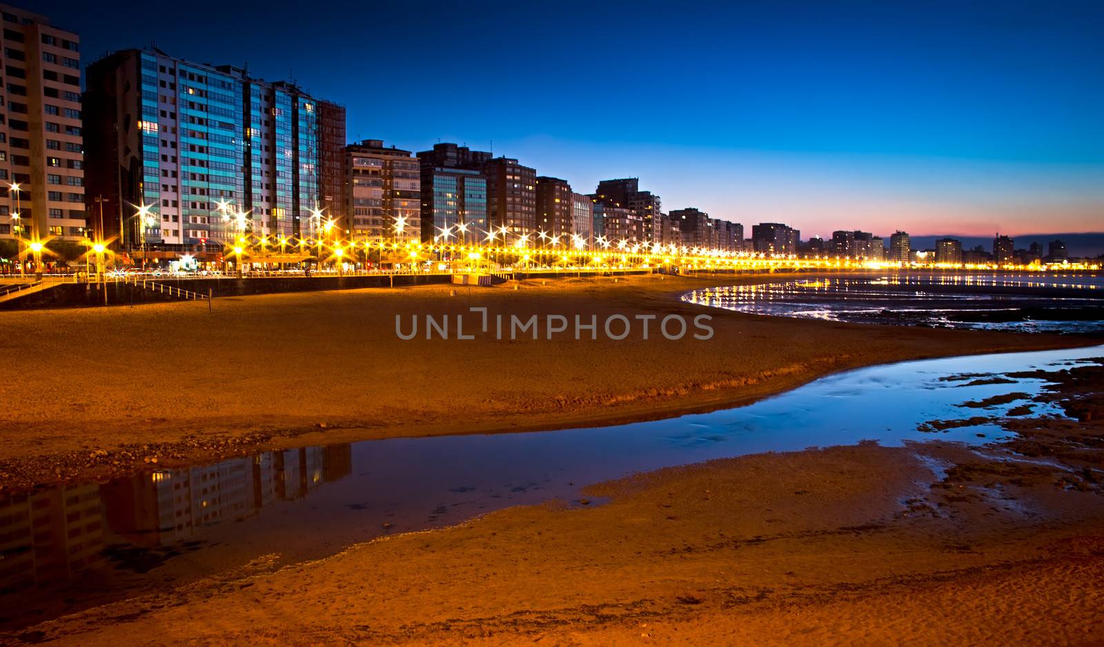 sunset on Gij�n beach, Asturias