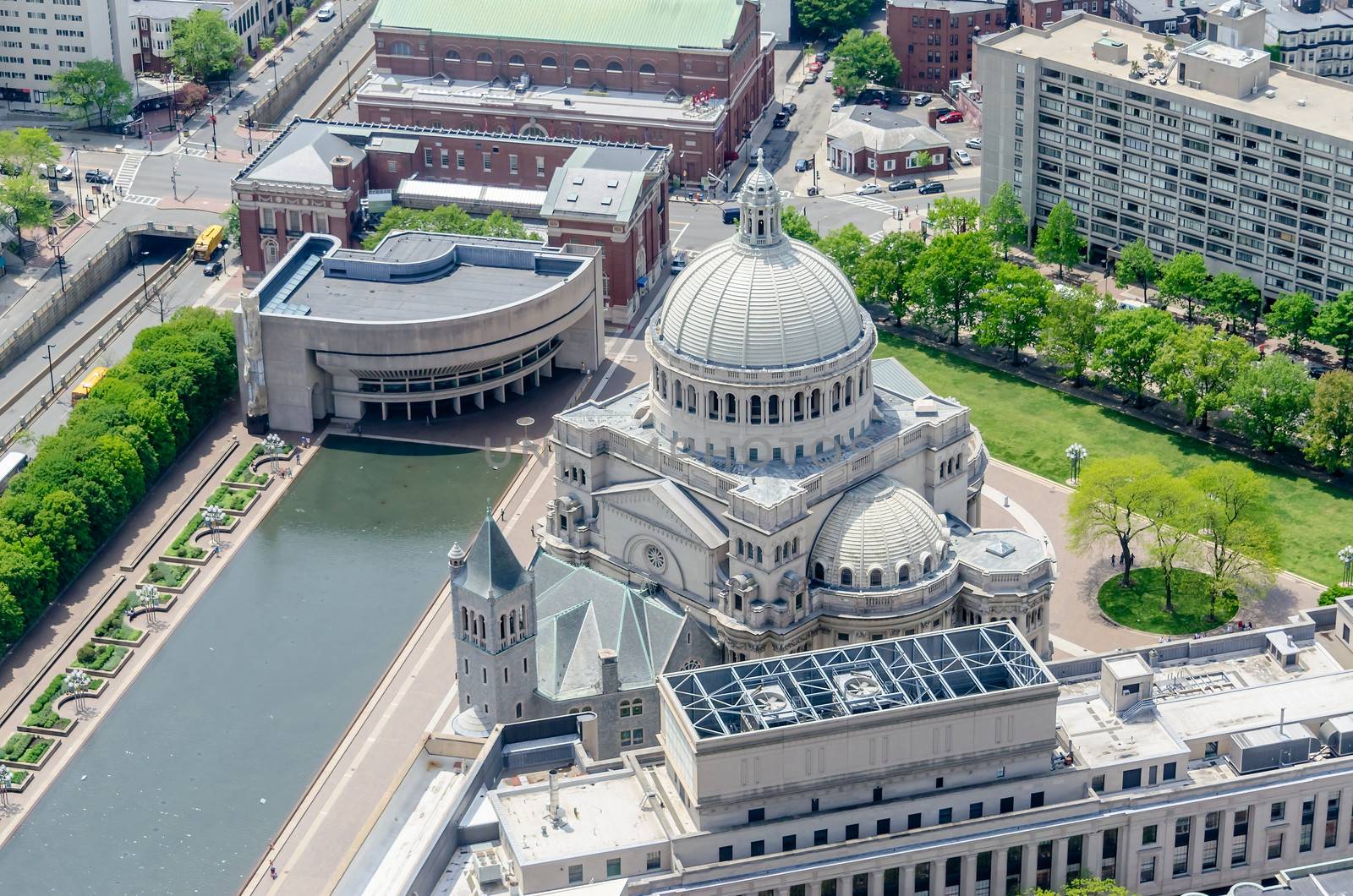 Aerial View of the First Church of Christ Scientist, Boston by marcorubino
