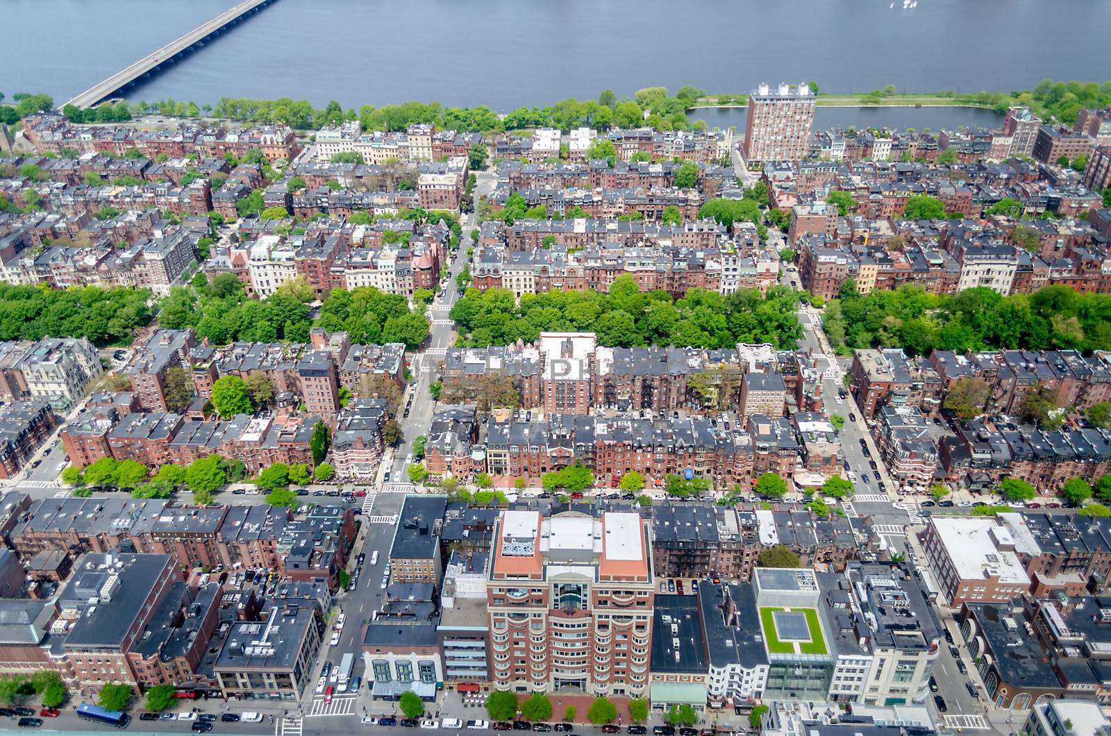 Aerial View of the Beacon Hill District and Charles River, Boston, USA