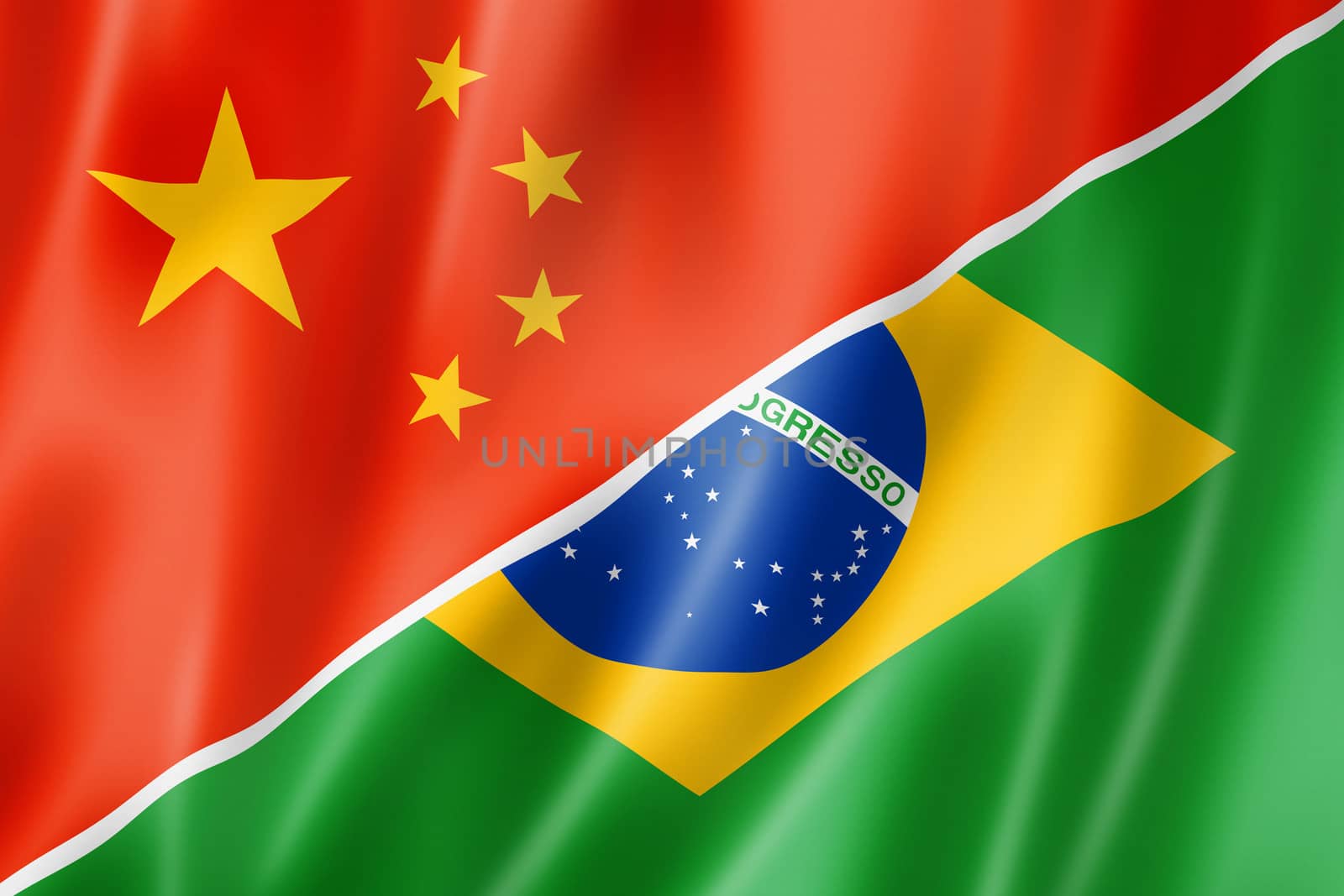 China and Brazil flag by daboost