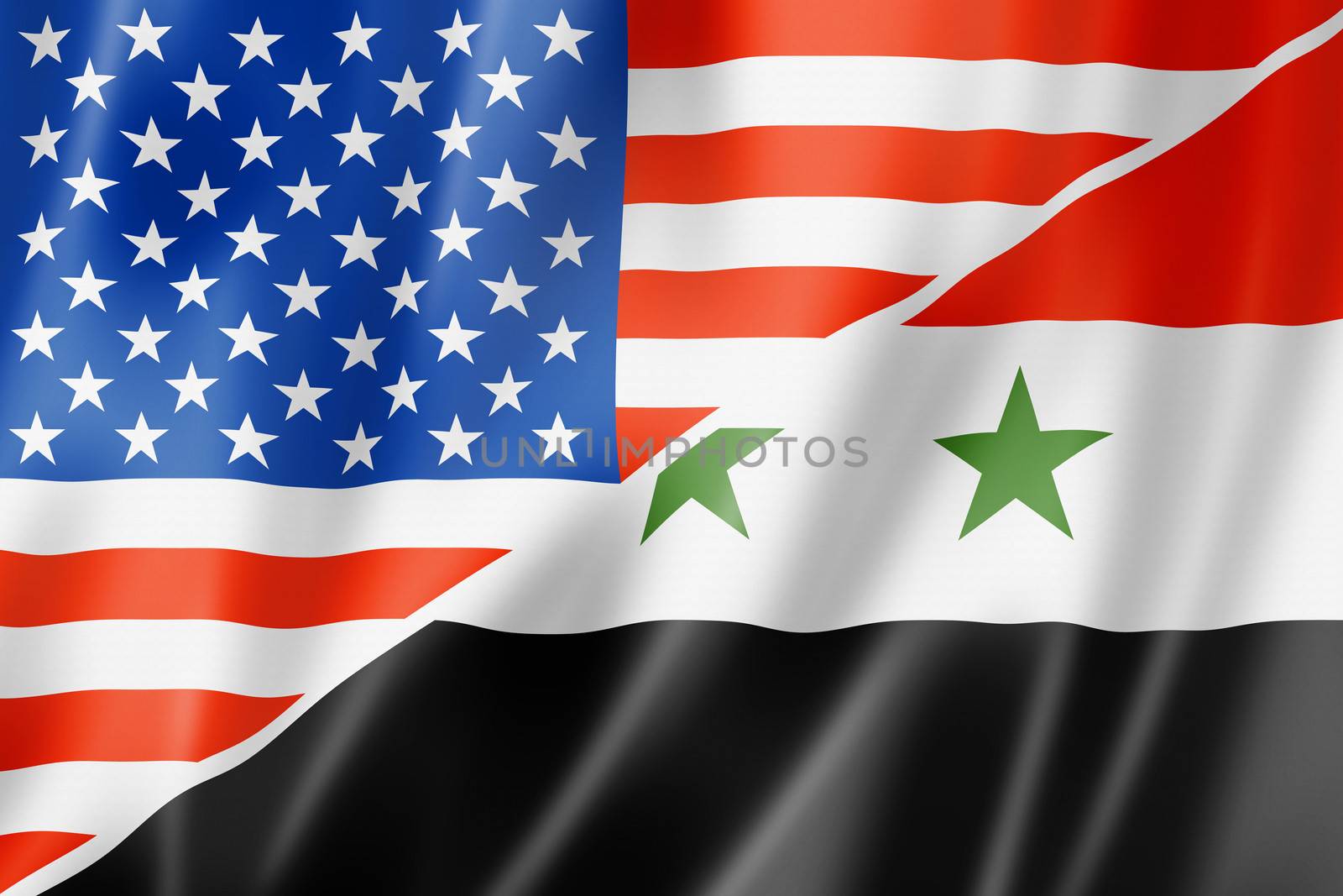 USA and Syria flag by daboost