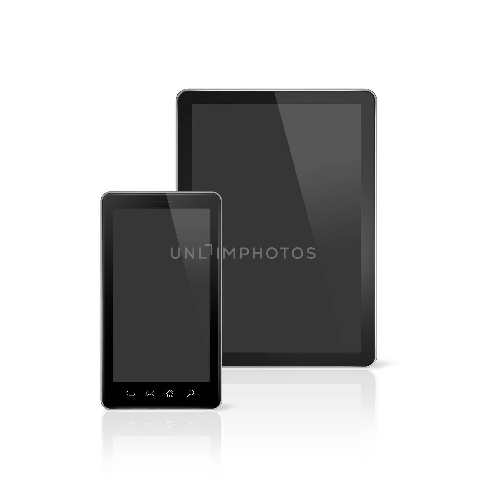 3D mobile phone and digital tablet pc - isolated on white with clipping path