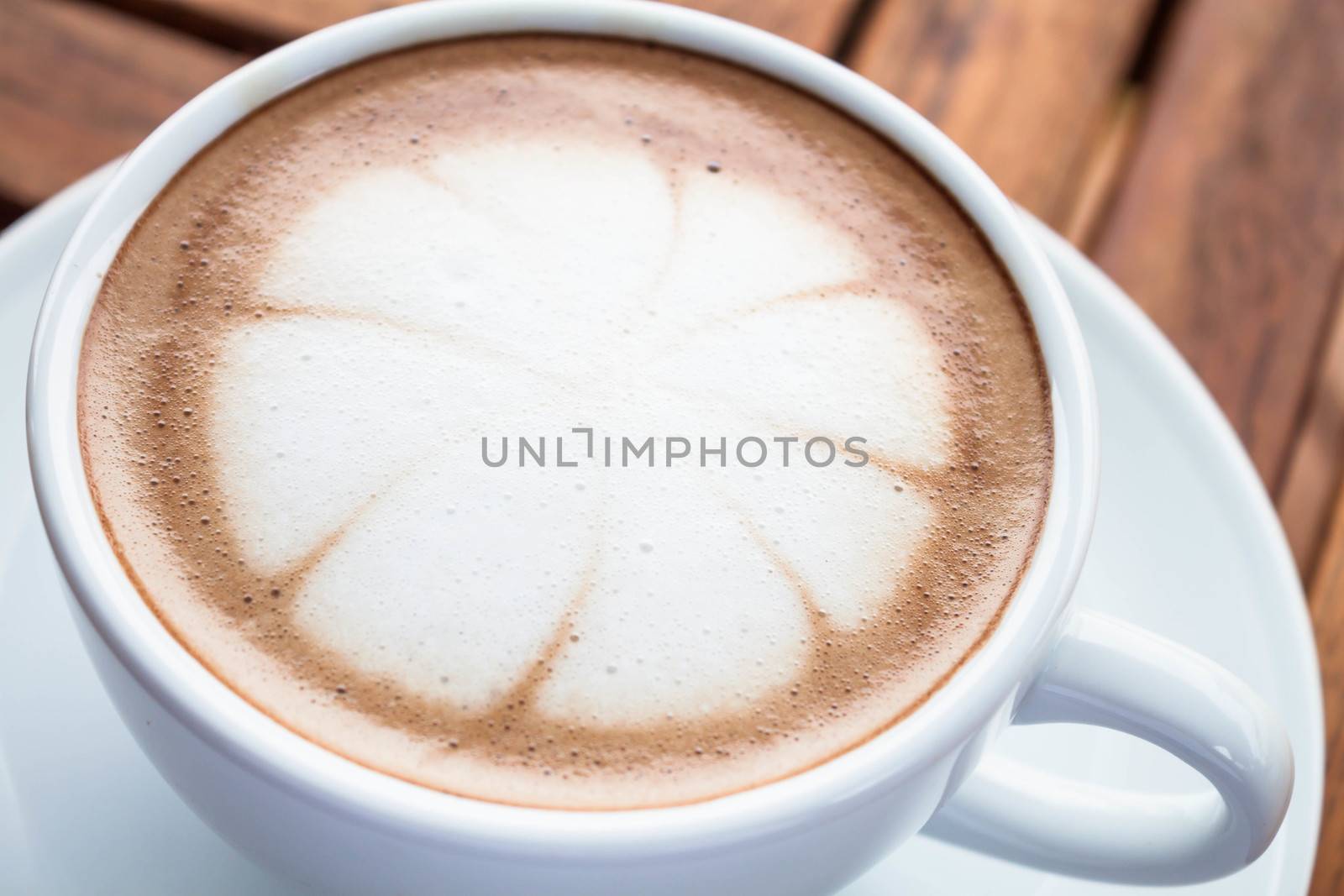 Hot cafe mocha cup with milk microfoam by punsayaporn