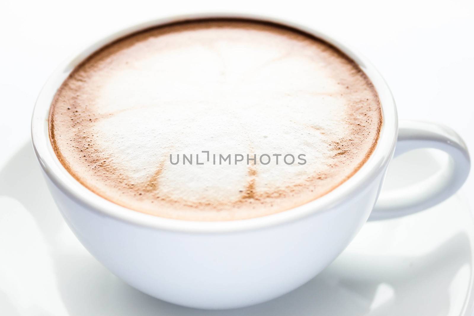 Cup of hot cafe mocha isolated on white background by punsayaporn