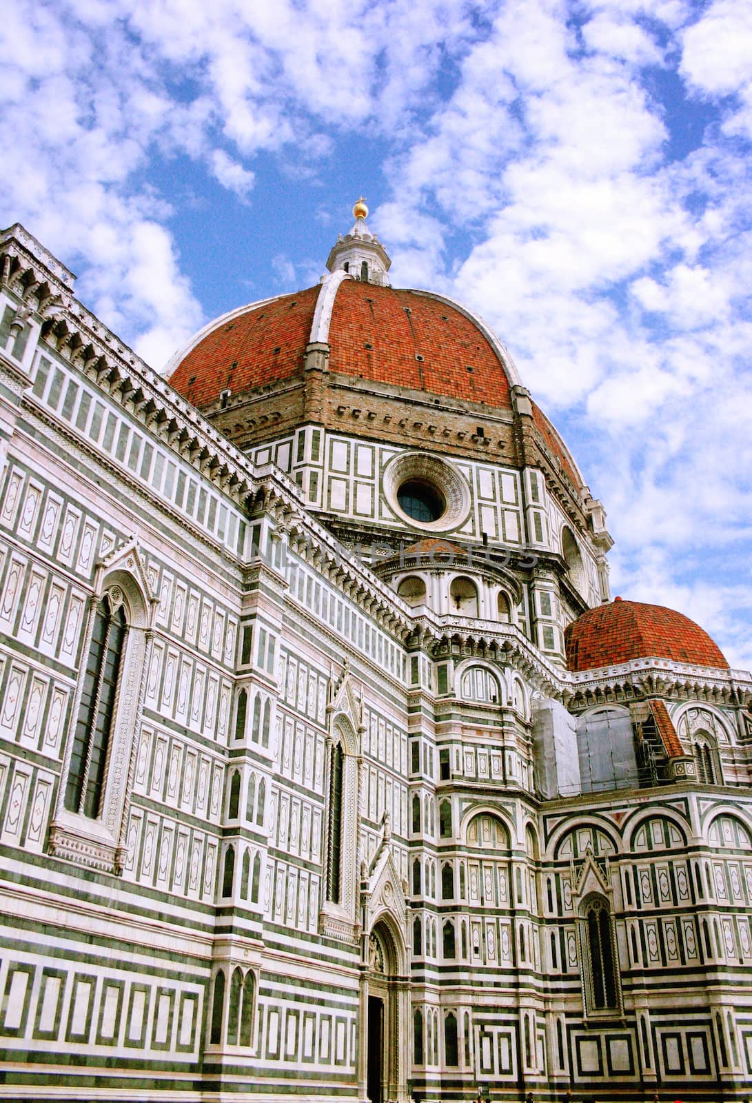 Architectural detail of The Cathedral Dome of Santa Maria del fiore in Florence city, Italy