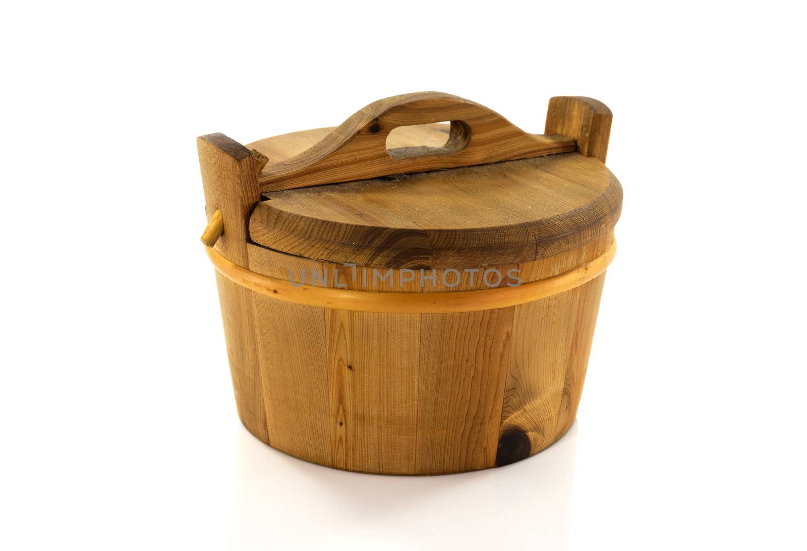 wooden hot tub isolated on white